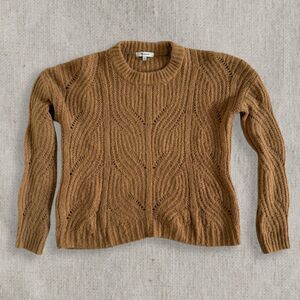 Madewell Mustard Yellow Open Knit Braided Sweater Size XS Fall Cozy Boho